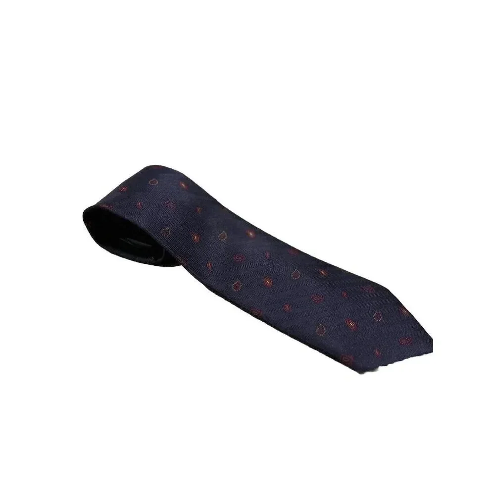 Vintage‎ Brooks Brothers Blue Paisley Silk Tie USA Made Yellow Red 59.5L x 3.75W